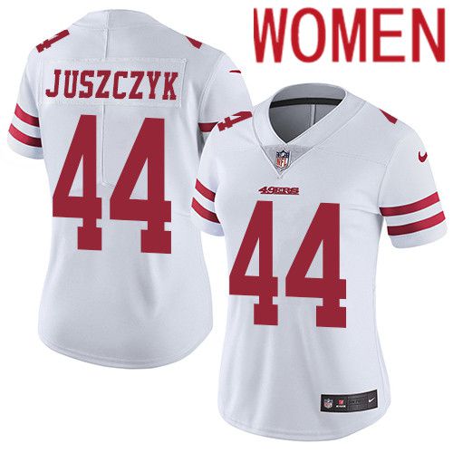 Women San Francisco 49ers #44 Kyle Juszczyk Nike White Vapor Limited NFL Jersey->women nfl jersey->Women Jersey